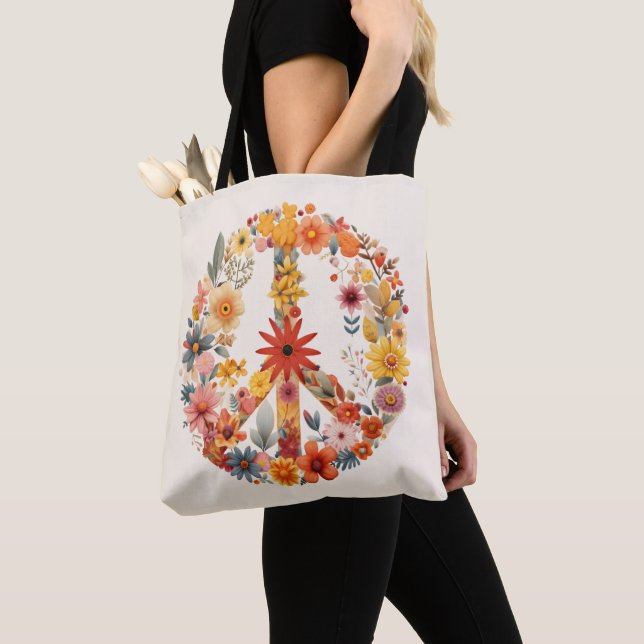 Bolso De Tela Signo de paz de flores silvestres (Detalle)