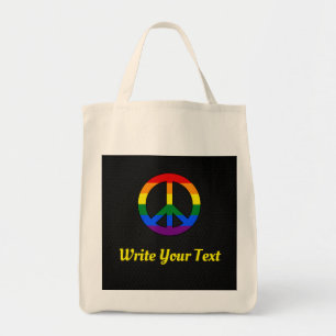 Bolso De Tela Signo de paz de la bandera LGBT