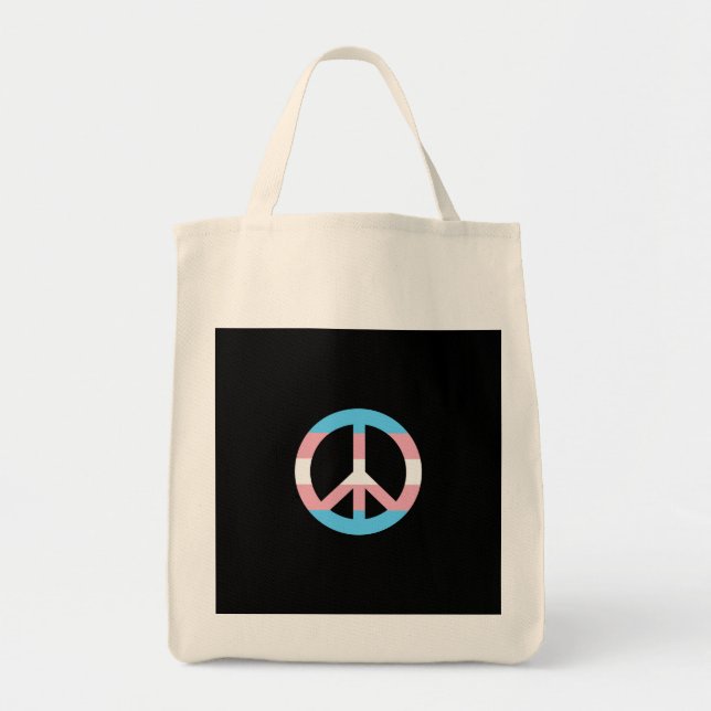Bolso De Tela Signo de paz de la bandera transgénero (Frente)