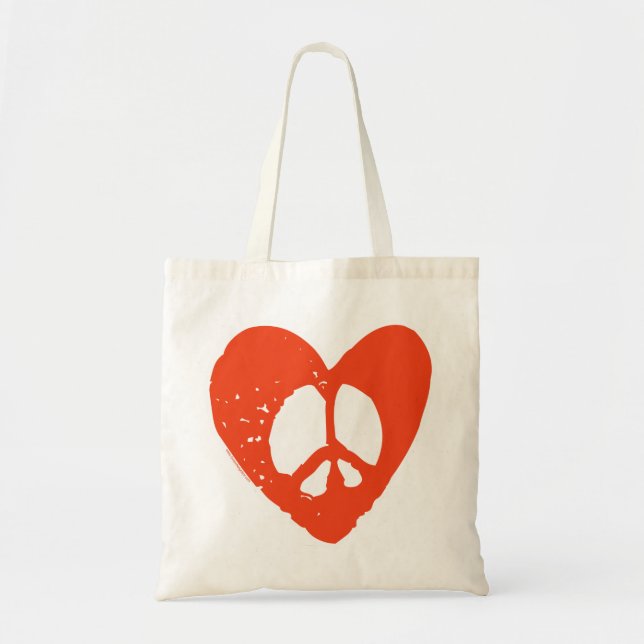 Bolso De Tela Signo de paz del Corazón Rojo (Frente)