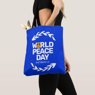 Bolso De Tela Signo de paz del Día Mundial de la Paz del Naranja