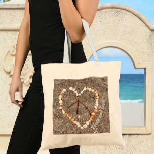 Bolso De Tela Signo de paz en el corazón de las casetas de mar e