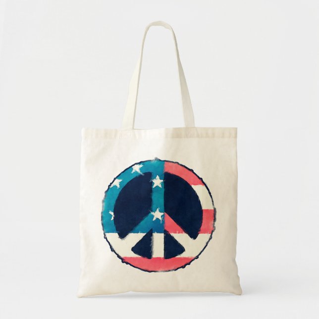 Bolso De Tela Signo de paz estadounidense moreno (Frente)