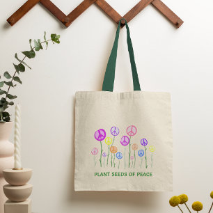 Bolso De Tela Signo de paz Flores Tote Bag
