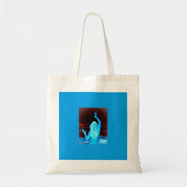 Bolso De Tela signo de paz hippie azul (Frente)