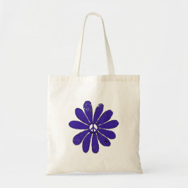 Bolso De Tela Signo de paz HIppie Flor morado mal aspecto