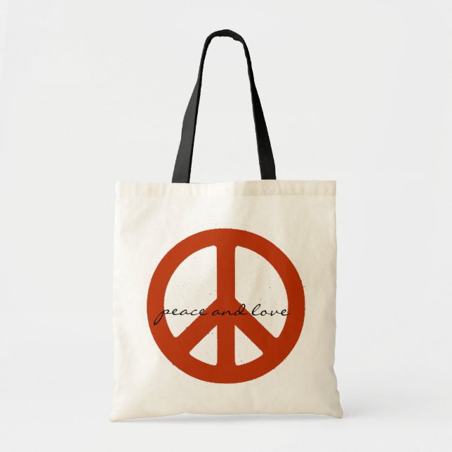 Bolso De Tela signo de paz, hippies retro (Frente)