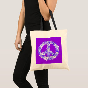Bolso De Tela Signo de paz morado floral