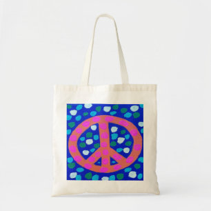 Bolso De Tela Signo de paz naranja en azul