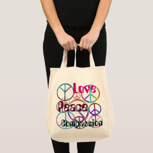 Bolso De Tela Signo de paz Patrón de hipster