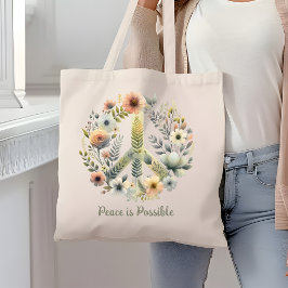 Bolso De Tela Signo de paz retro de Floral 70 "Paz y amor"