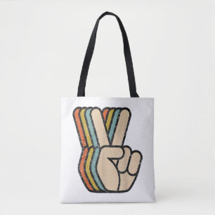 Bolso De Tela Signo de paz retro V Dedos ventilado años 60 años