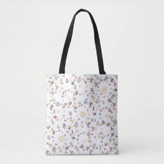 Bolso De Tela Signos del Zodiaco Numéricos Multicolores