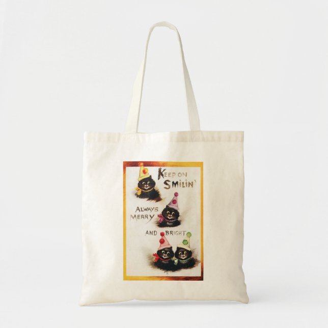 Bolso De Tela Sigue en Smilin, gato negro, Louis Wain (Frente)