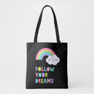 Bolso De Tela Sigue tus sueños una nube arcoiris suave