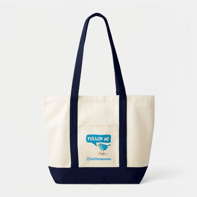 Bolso De Tela Sígueme Twitter Blue Bird Impulse Toags (Frente)