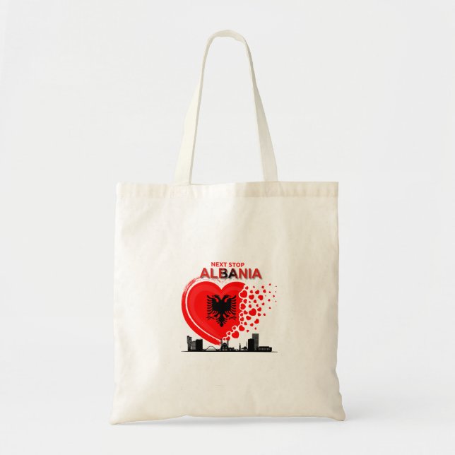 Bolso De Tela Siguiente parada Albania diseño cardíaco Tote Bag (Frente)