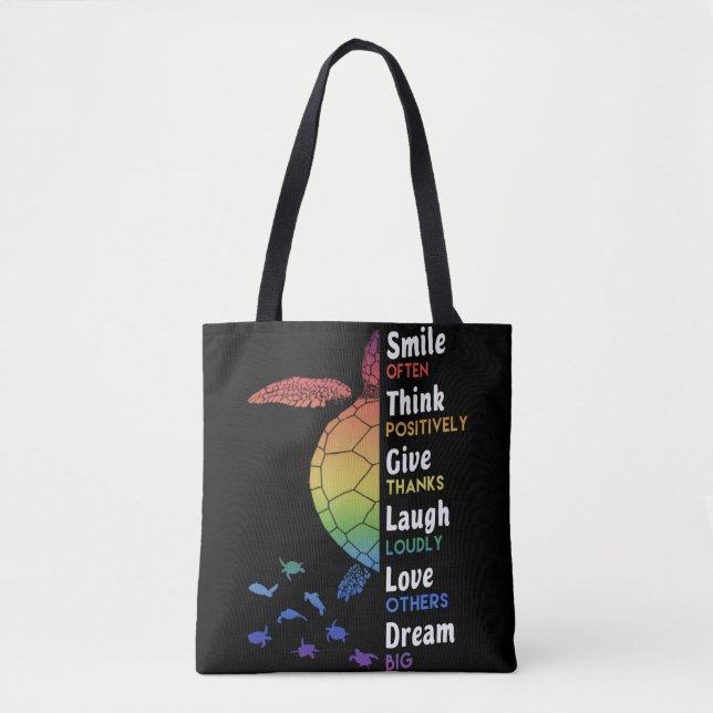 Bolso De Tela Sile A Menudo, Piensa Positivamente, Da Gracias (Anverso)