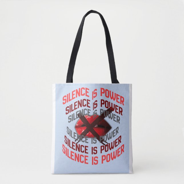 Bolso De Tela Silence Is Power Bold Typography Art (Anverso)