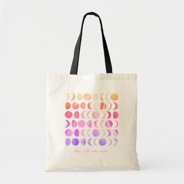 Bolso De Tela Silencio Moon Child Fases Celestes de la Luna (Frente)