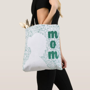 Bolso De Tela Silhouette blanca de una mamá