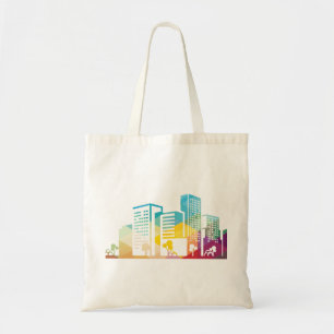 Bolso De Tela silhouette cityscape edificio icono color ciudad