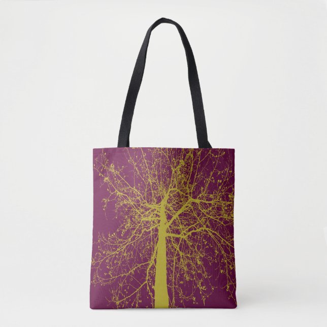 Bolso De Tela Silhouette de árbol de invierno (Anverso)