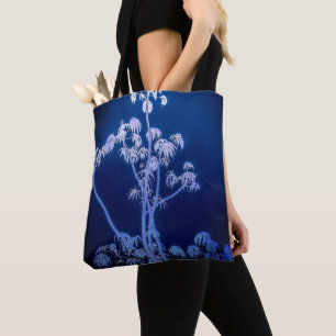 Bolso De Tela Silhouette De Árbol En El Tote Royal Blues