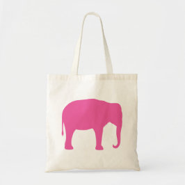 Bolso De Tela Silhouette de Elefante Rosa Caliente