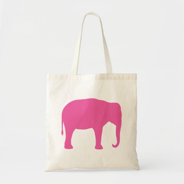 Bolso De Tela Silhouette de Elefante Rosa Caliente (Frente)
