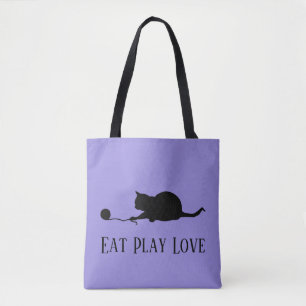 Bolso De Tela Silhouette de gato en juego "Come Prey Love"