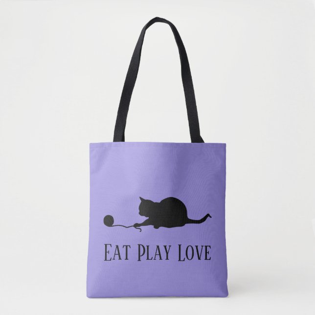 Bolso De Tela Silhouette de gato en juego "Come Prey Love" (Anverso)