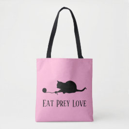 Bolso De Tela Silhouette de gato en juego "Come Prey Love"