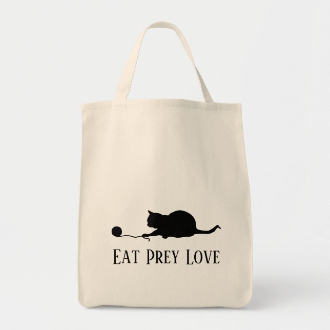 Bolso De Tela Silhouette de gato en juego "Come Prey Love" (Frente)