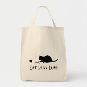 Bolso De Tela Silhouette de gato en juego "Eat Play Love"