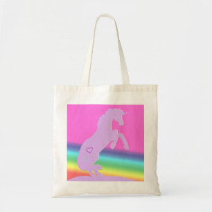 Bolso De Tela Silhouette de Lavender Unicorn (fondo arco iris)