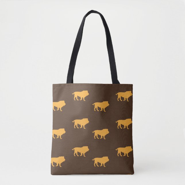 Bolso De Tela Silhouette de león en marrón (Anverso)