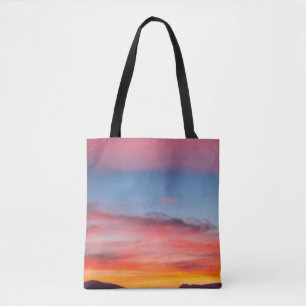 BOLSO DE TELA SILHOUETTE DE MONTAÑA BAJO FOTO DE CIELO AZUL CLA