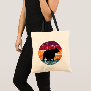 Bolso De Tela Silhouette de oso retro arco iris salvaje libre