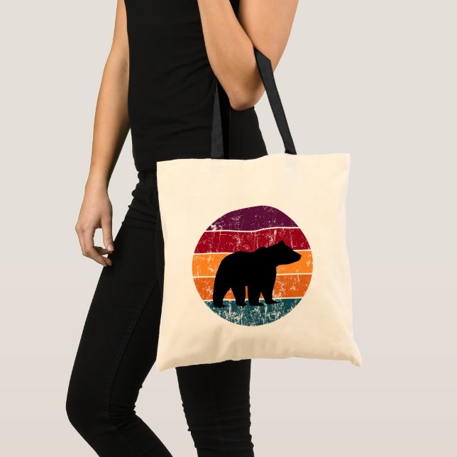 Bolso De Tela Silhouette de oso retro arco iris salvaje libre (Anverso (producto))