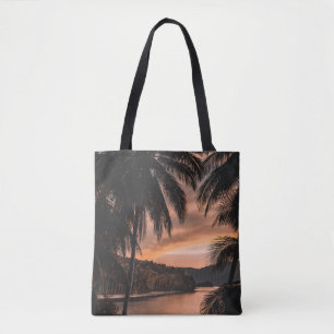 Bolso De Tela Silhouette de palmera durante la hora dorada