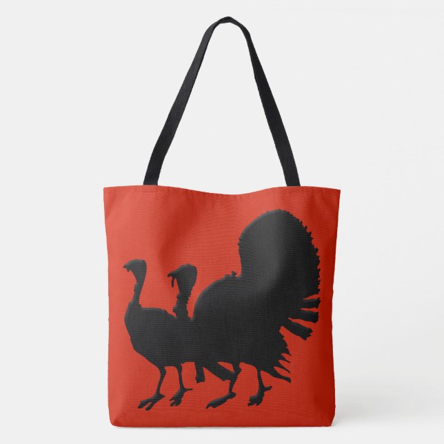 Bolso De Tela Silhouette de pavos (Reverso)
