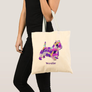 Bolso De Tela Silhouette de Perro Púrpura Ocupado Oeste Terrier