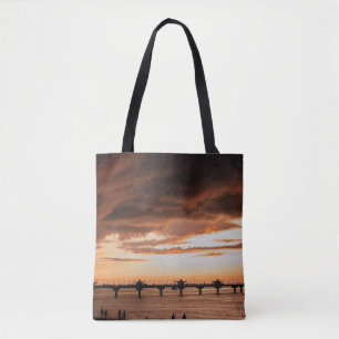 BOLSO DE TELA SILHOUETTE DE PERSONAS EN LA PLAYA DURANTE EL SOL