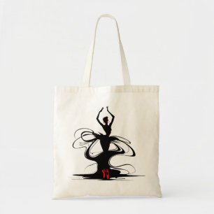 Bolso De Tela Silhouette de una bailarina en zapatos de punta de