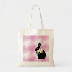 Bolso De Tela Silhouette Flower Houndstoth