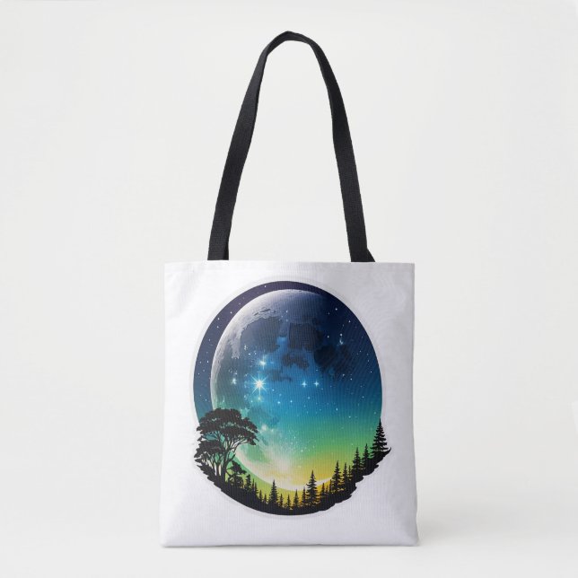 Bolso De Tela Silhouette Moon Night (Anverso)