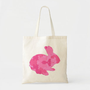 Bolso De Tela Silhouette Pink Camouflage Easter Bunny Tote Bag