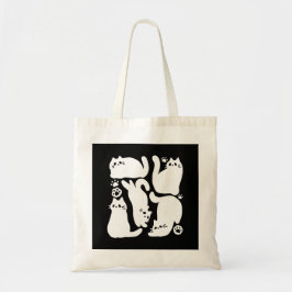 Bolso De Tela Silhouettes de color blanco gatito - Diseño felino