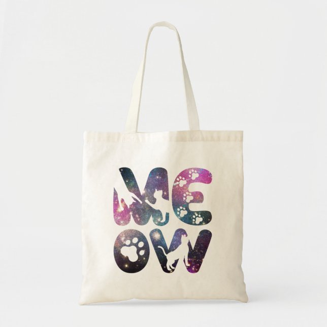 Bolso De Tela Silhouettes de gato de tamaño reducido y pinturas  (Frente)